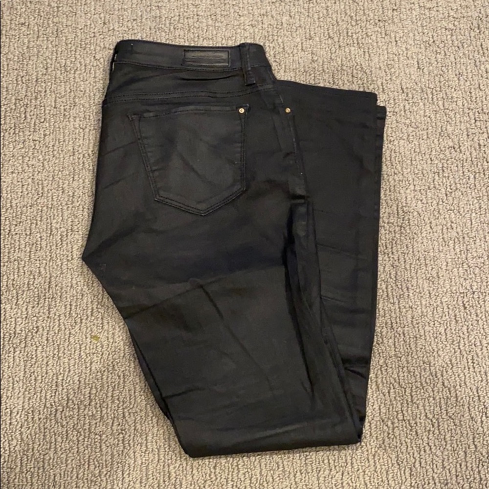 ZARA black coated denim size 8 slim fit